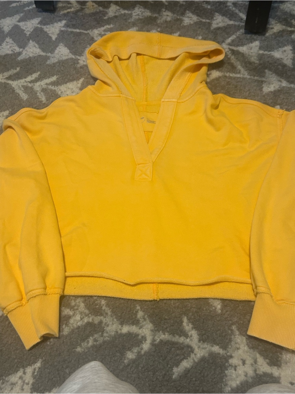 aerie Yellow Cropped Hoodie Sweatshirt